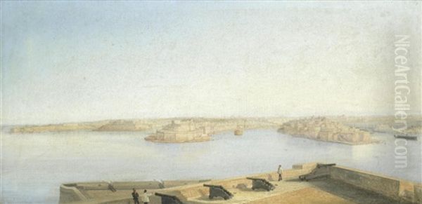 The Three Cities And The Grand Harbour, Malta Oil Painting by Girolamo Gianni