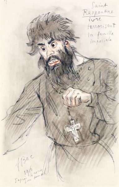 Saint Raspoutine Ivre Terrorisant La Famille Imperiale Oil Painting by Ferdinand Bac
