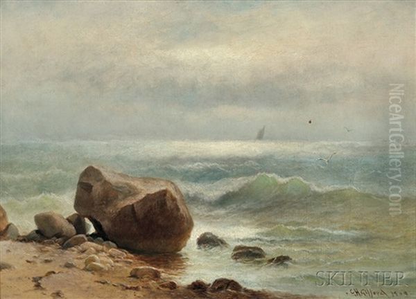 Surf Rolling In To A Rocky Shoal Oil Painting by Charles Henry Gifford