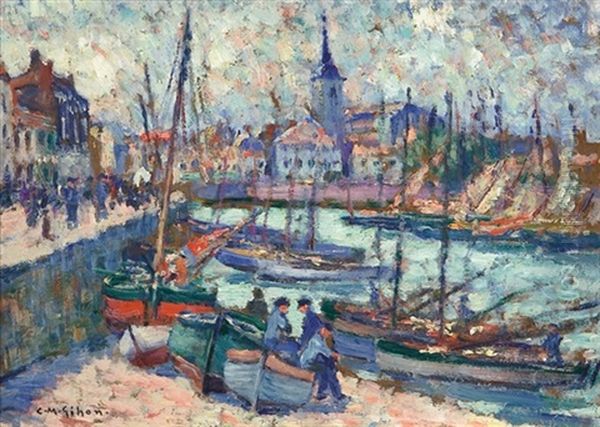 La Chaume Dans Le Lointain (+ 3 Others; 4 Works) Oil Painting by Clarence Montfort Gihon
