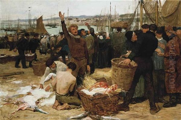 The Catch Oil Painting by Victor Gabriel Gilbert