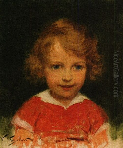 Portrait De Fillette Oil Painting by Victor Gabriel Gilbert