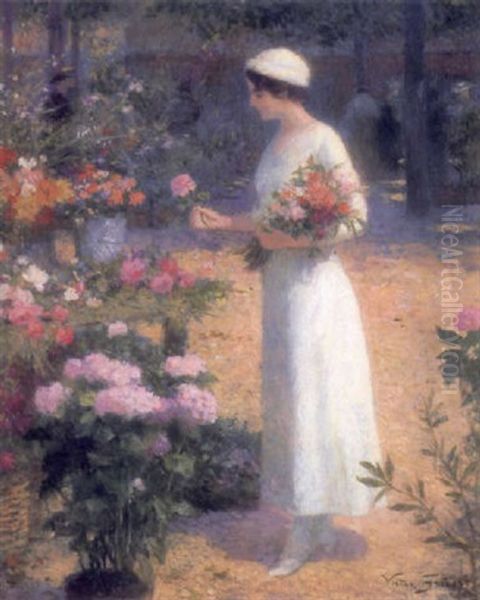 A La Marche Des Fleurs Oil Painting by Victor Gabriel Gilbert