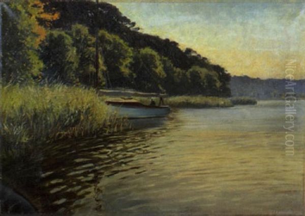 Segelboot Am Ufer Des Wannsees Oil Painting by Max Gildemeister