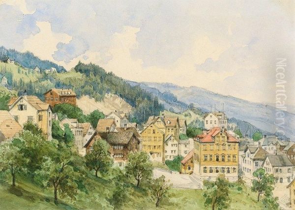 Stuttgart Oil Painting by Max Bach