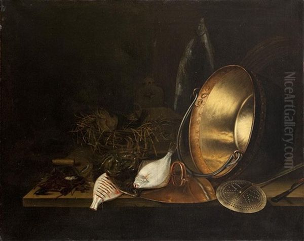 Still Life With Fish Oil Painting by Jacob Gillit