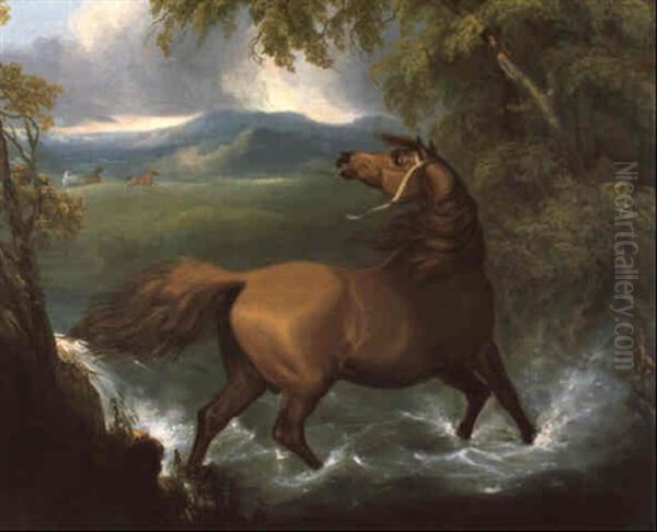 Ein Brauner Beim Sberqueren Eines Flusses Oil Painting by Sawrey Gilpin
