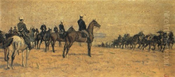 Manovre Al Campo Oil Painting by Luigi Gioli