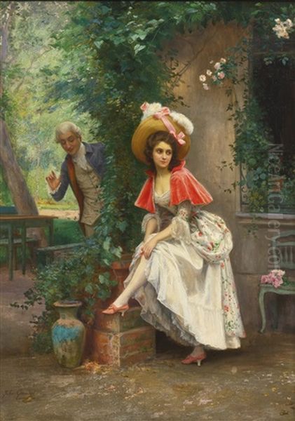 A Finely Turned Ankle Oil Painting by Jules Giradet