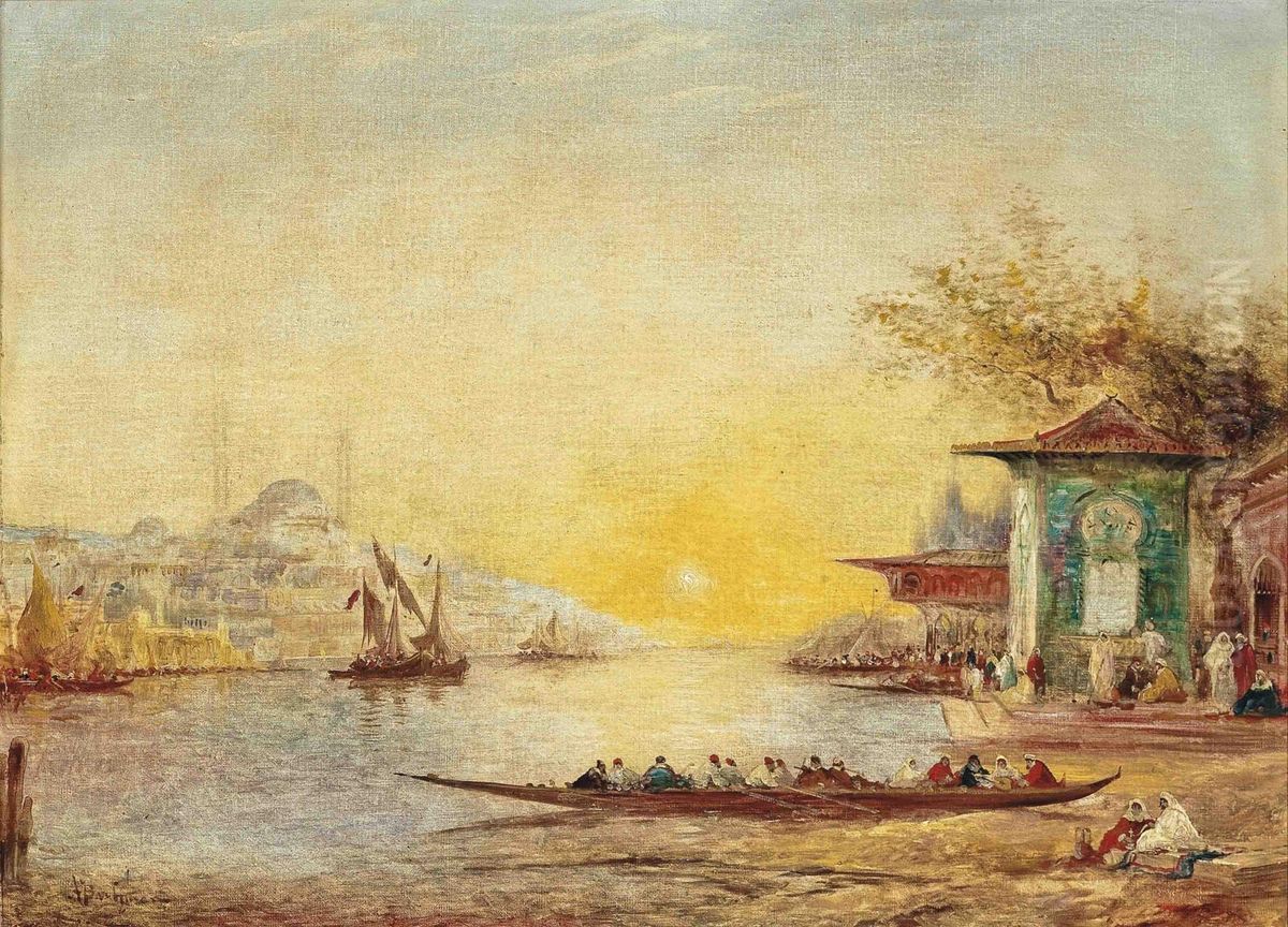 View Of The Golden Horn Oil Painting by Adolphe Bachmann