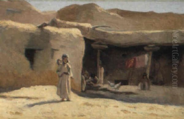 Deux S-urs Devant Leur Maison Oil Painting by Eugene Alexis Girardet