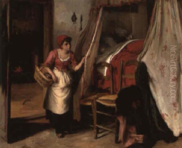 Little Red Riding Hood Oil Painting by Jules Girardet