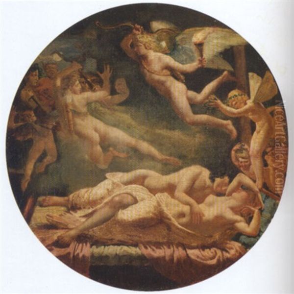 Cupid And Psyche - Cupid Defending Love From Malice Oil Painting by Anne-Louis Girodet de Roucy-Trioson