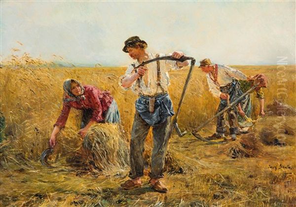 Bei Der Feldarbeit Oil Painting by Josef Gisela