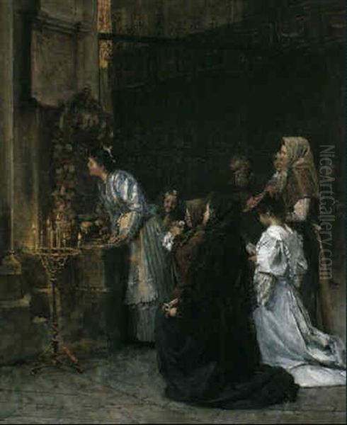 Andacht In St. Stefan Oil Painting by Josef Gisela