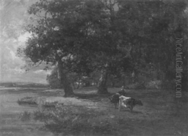 Shady River Bank Oil Painting by John Hamilton Glass