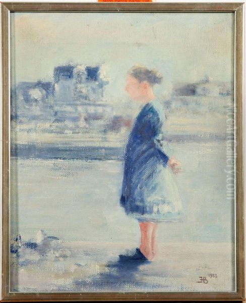 Flicka Oil Painting by Henrik Backer