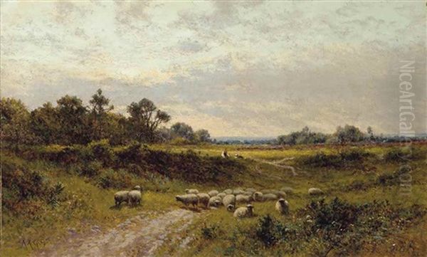 On Wilmington Common, Kent Oil Painting by Alfred Augustus Glendening Sr.