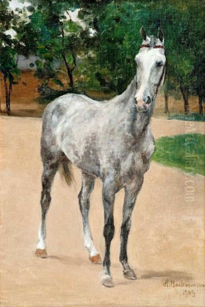 The Gray Horse Oil Painting by Hugo Elias Backmansson