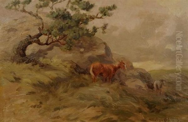 In The Grass Veld, Natal Oil Painting by Allerley Glossop