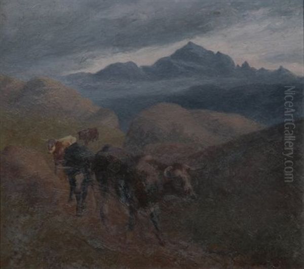 Leading The Herd Oil Painting by Allerley Glossop