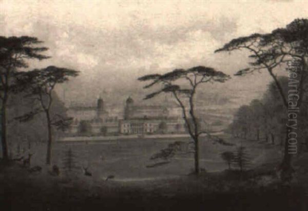The Royal Navy College, Greenwich, As Seen From The Observatory Oil Painting by John Glover