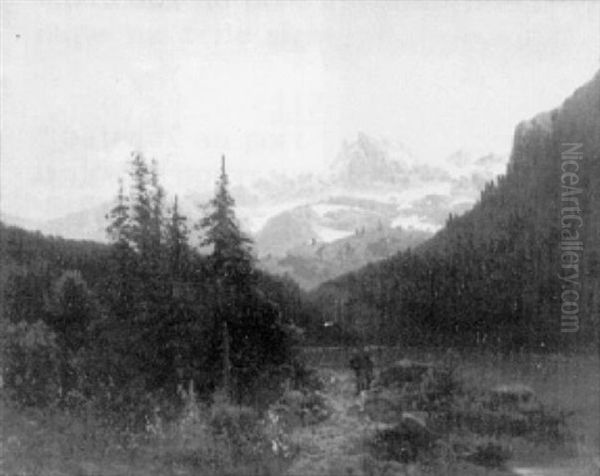 Le Lac De Gaube Oil Painting by Alfred Godchaux