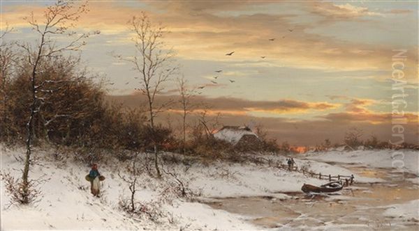 Abendrot Uber Einer Winterlandschaft Oil Painting by Heinrich Gogarten