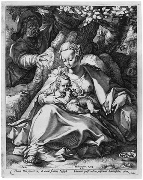 Die Hl. Familie Unter Dem Oil Painting by Goltzius Hendrick