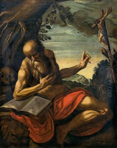 San Jeronimo Penitente Oil Painting by Hendrik Goltzius