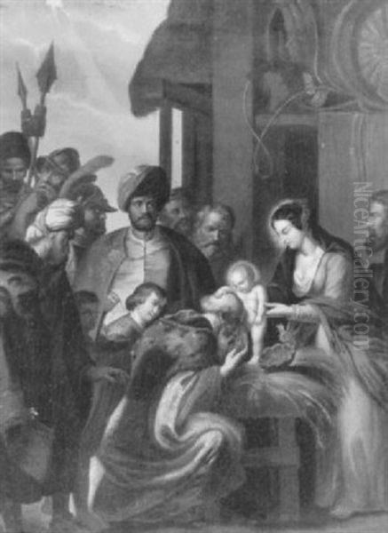 The Adoration Of The Magi Oil Painting by Hendrik Goltzius