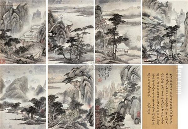 Landscape (+ 11 Others; 12 Works) Oil Painting by  Gong Xian