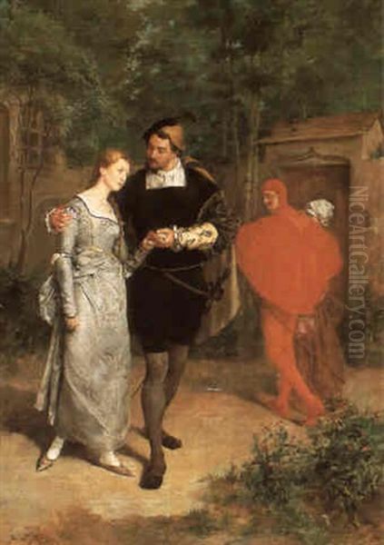 Faust And Marguerite Oil Painting by Juan Antonio Gonzalez