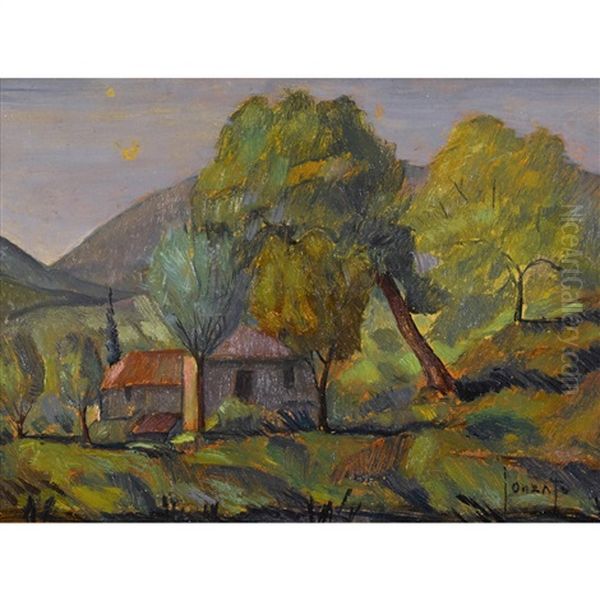 Landschaftspartie Mit Bauernhof Oil Painting by Guido Gonzato
