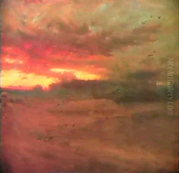 Sonnenuntergang In Agra Oil Painting by Albert Goodwin