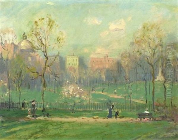 Boston Common Oil Painting by Arthur Clifton Goodwin