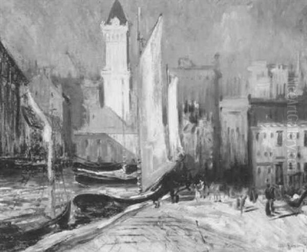 T-wharf, Boston Oil Painting by Arthur Clifton Goodwin