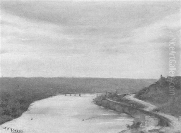 Panoramic View Of Pittsburgh, Pennsylvania From The Allegheny River Oil Painting by Aaron Harry Gorson