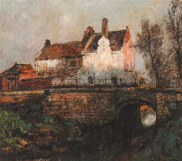 Le Pont Koudenborm A Moerbeke Oil Painting by Pieter Gorus