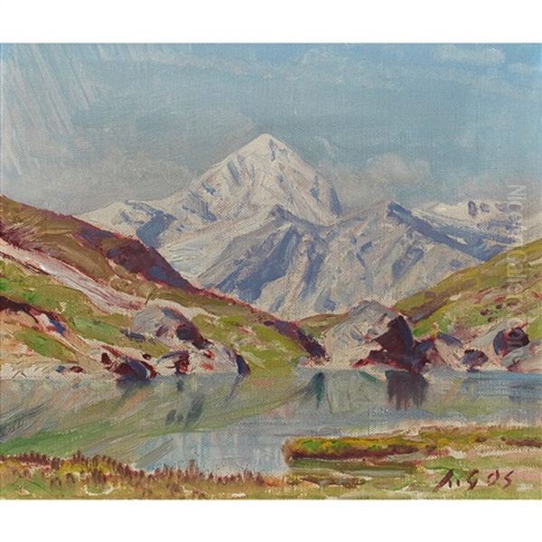 Bergsee Oil Painting by Albert Henri John Gos