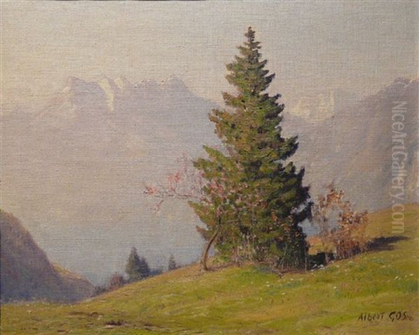 Vue Sur Les Dents-du-midi Oil Painting by Albert H. Gos