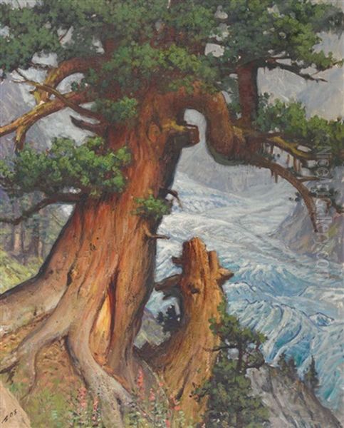 Arve An Einem Gletscher Oil Painting by Albert H. Gos