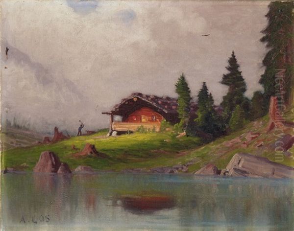 Haus Am See Oil Painting by Albert Henri John Gos