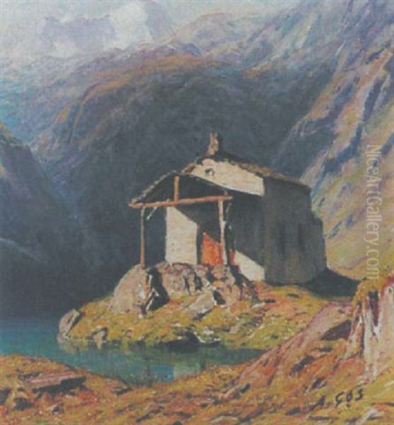 Kapelle Am Bergsee Oil Painting by Albert H. Gos