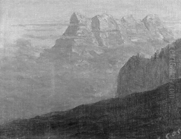 Sonnenaufgang In Den Bergen Oil Painting by Albert Henri John Gos