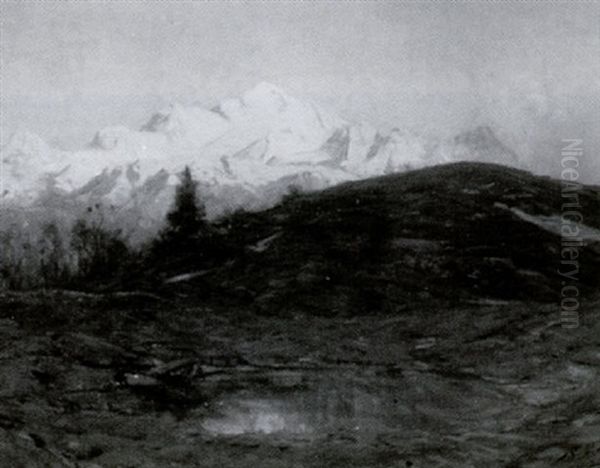 Alpenglow On Mont Blanc Oil Painting by Albert H. Gos