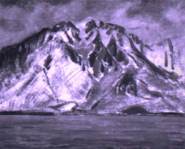 Seelandschaft Mit Verschneitem Berg Oil Painting by Albert Henri John Gos