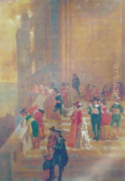 Steps Of The Cathedral Oil Painting by Jean Francois Gose