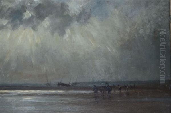 Retour De Peche Sur Les Plages (normandie) Oil Painting by Charles Gosselin