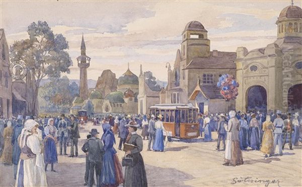 Tiergartenstrase, Budapest Oil Painting by Hans Goetzinger